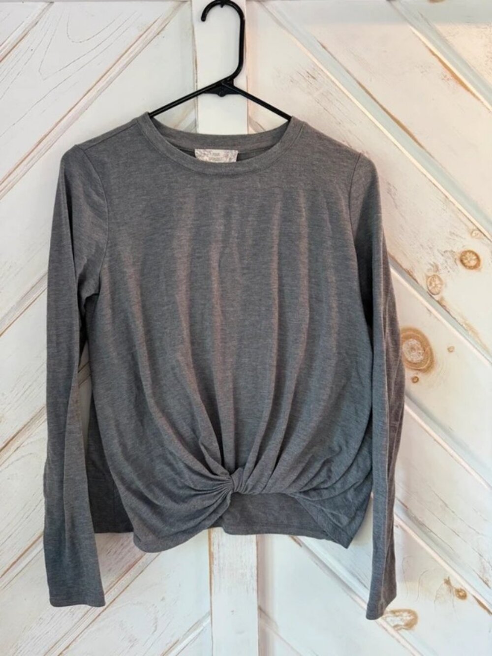 Pink Republic Gray Twist Front Long Sleeve Tee Womens S